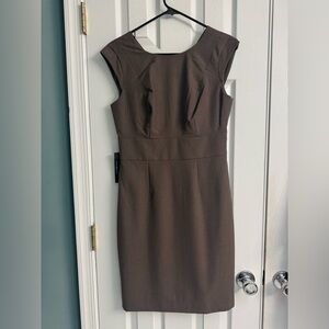 The Limited Brown Ruffled Sheath Midi Dress